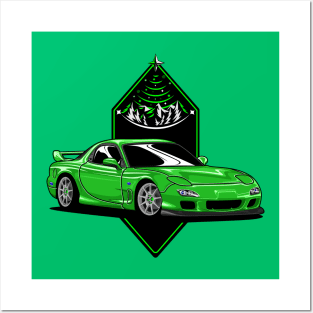 Green RX7 - Legend JDM car Posters and Art